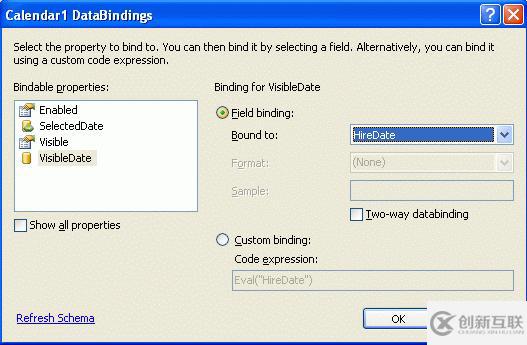 如何使用Calendar控件显示HiredDate字段
