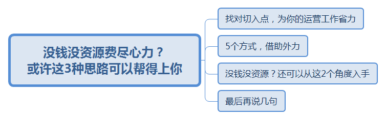 没钱没资源费尽心力？或许这3种思路可以帮到你