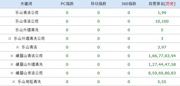 乐山保洁公司关键词排名